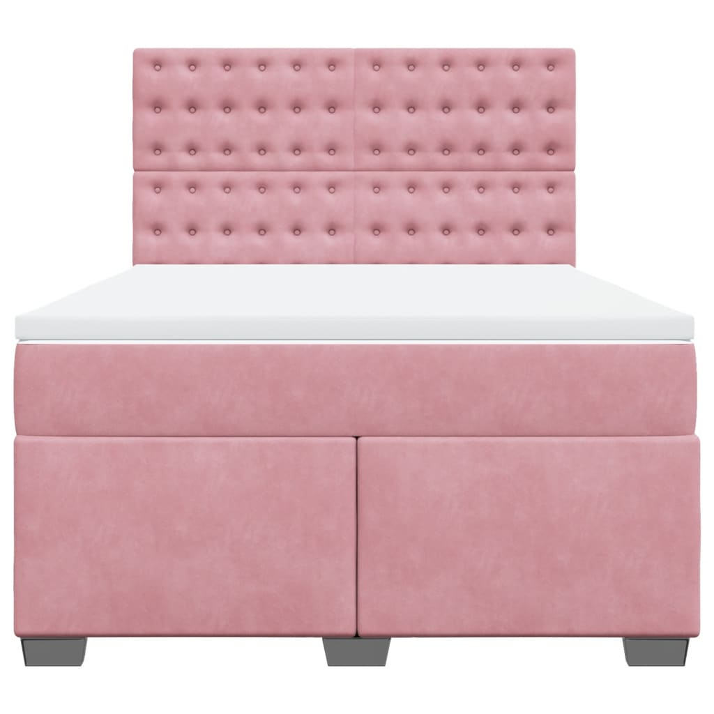 Boxspring met matras fluweel roze 140x200 cm is nu te koop bij PeponiXL, paradijselijk wonen!