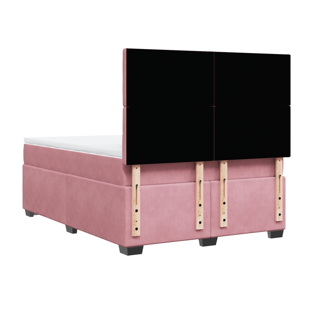 Boxspring met matras fluweel roze 140x200 cm is nu te koop bij PeponiXL, paradijselijk wonen!