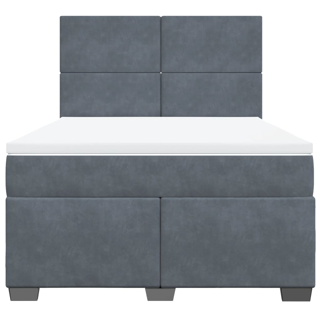 Boxspring met matras fluweel donkergrijs 160x200 cm is nu te koop bij PeponiXL, paradijselijk wonen!