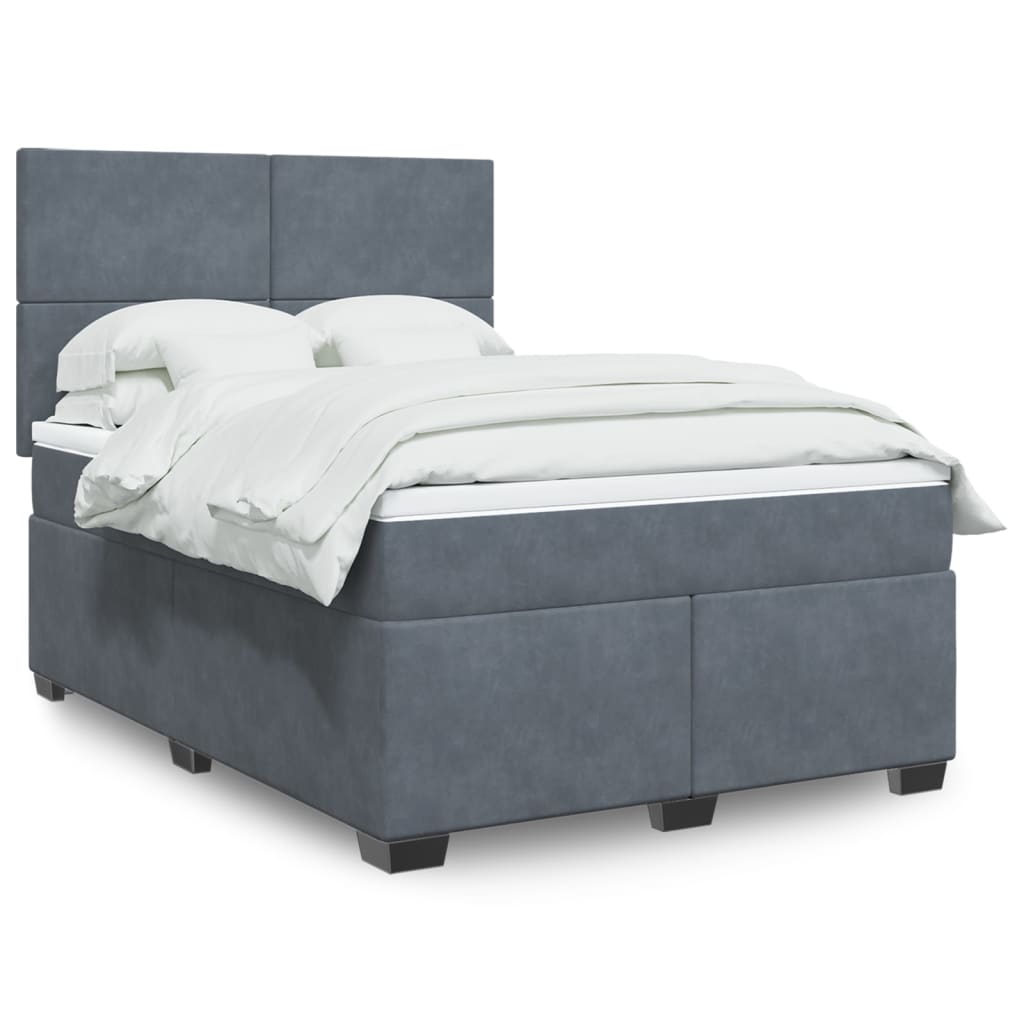 Boxspring met matras fluweel donkergrijs 160x200 cm is nu te koop bij PeponiXL, paradijselijk wonen!
