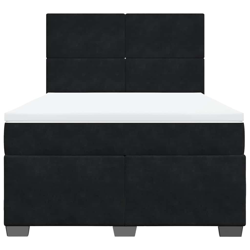 Boxspring met matras fluweel zwart 160x200 cm is nu te koop bij PeponiXL, paradijselijk wonen!