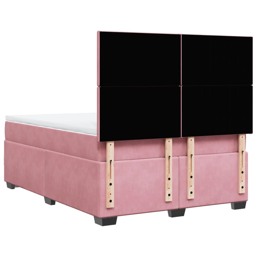 Boxspring met matras fluweel roze 160x200 cm is nu te koop bij PeponiXL, paradijselijk wonen!