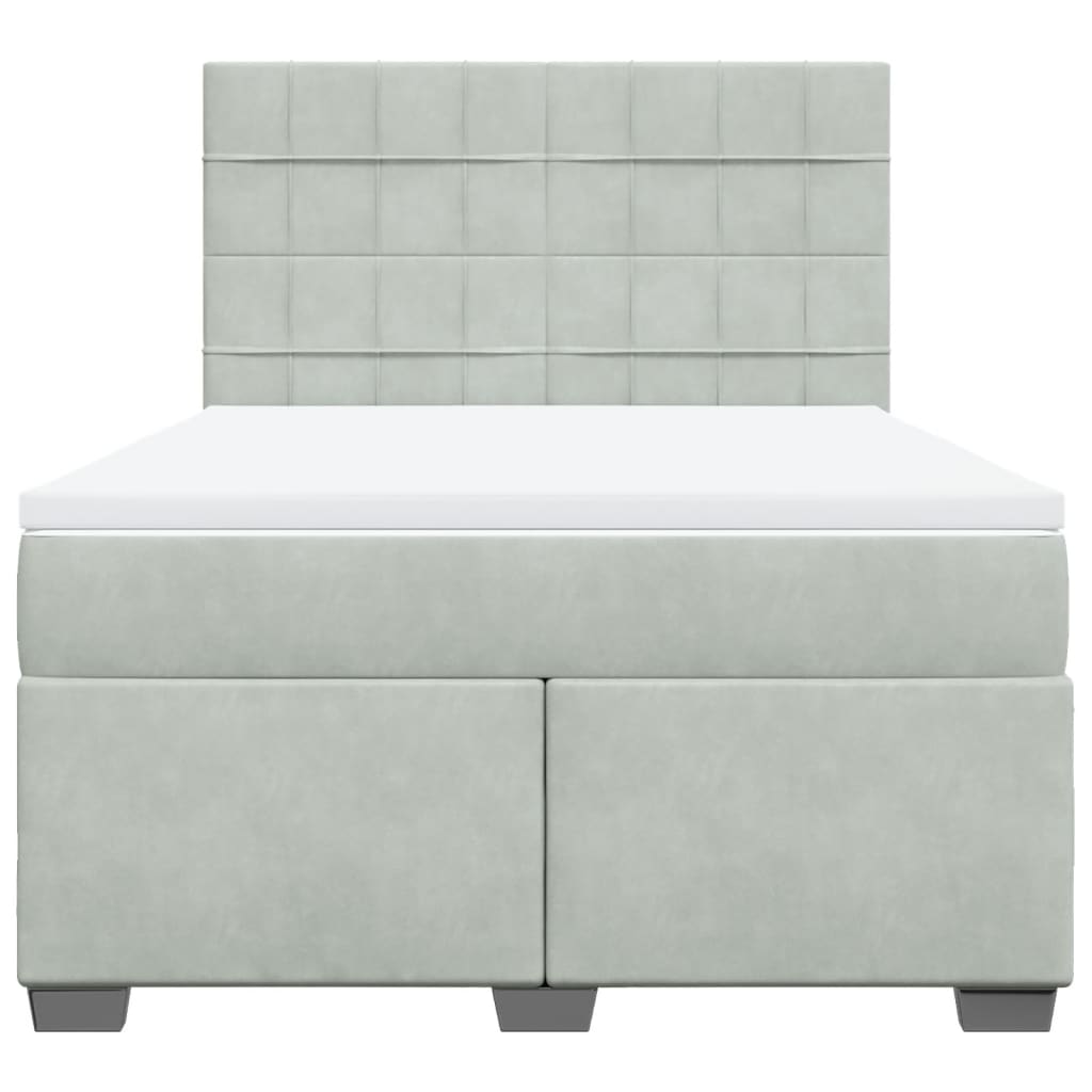 Boxspring met matras fluweel lichtgrijs 160x200 cm is nu te koop bij PeponiXL, paradijselijk wonen!