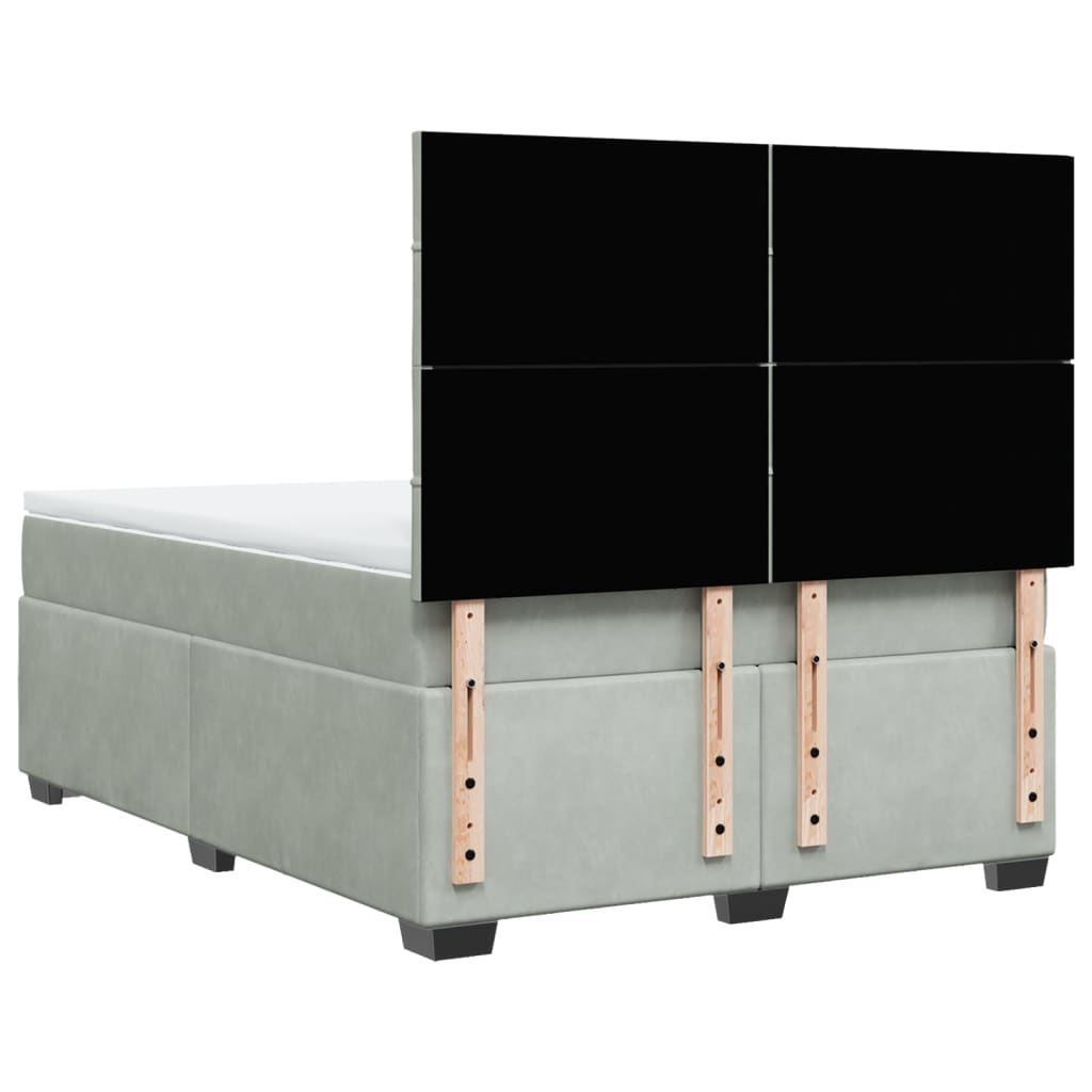 Boxspring met matras fluweel lichtgrijs 160x200 cm is nu te koop bij PeponiXL, paradijselijk wonen!