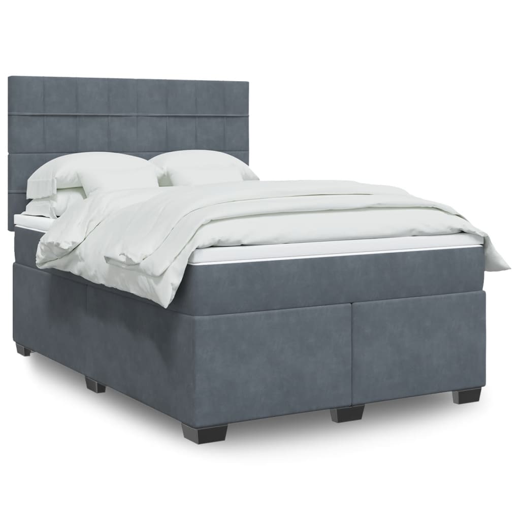 Boxspring met matras fluweel donkergrijs 160x200 cm is nu te koop bij PeponiXL, paradijselijk wonen!