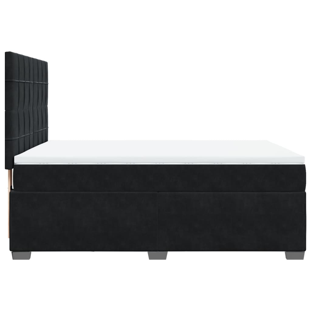 Boxspring met matras fluweel zwart 160x200 cm is nu te koop bij PeponiXL, paradijselijk wonen!