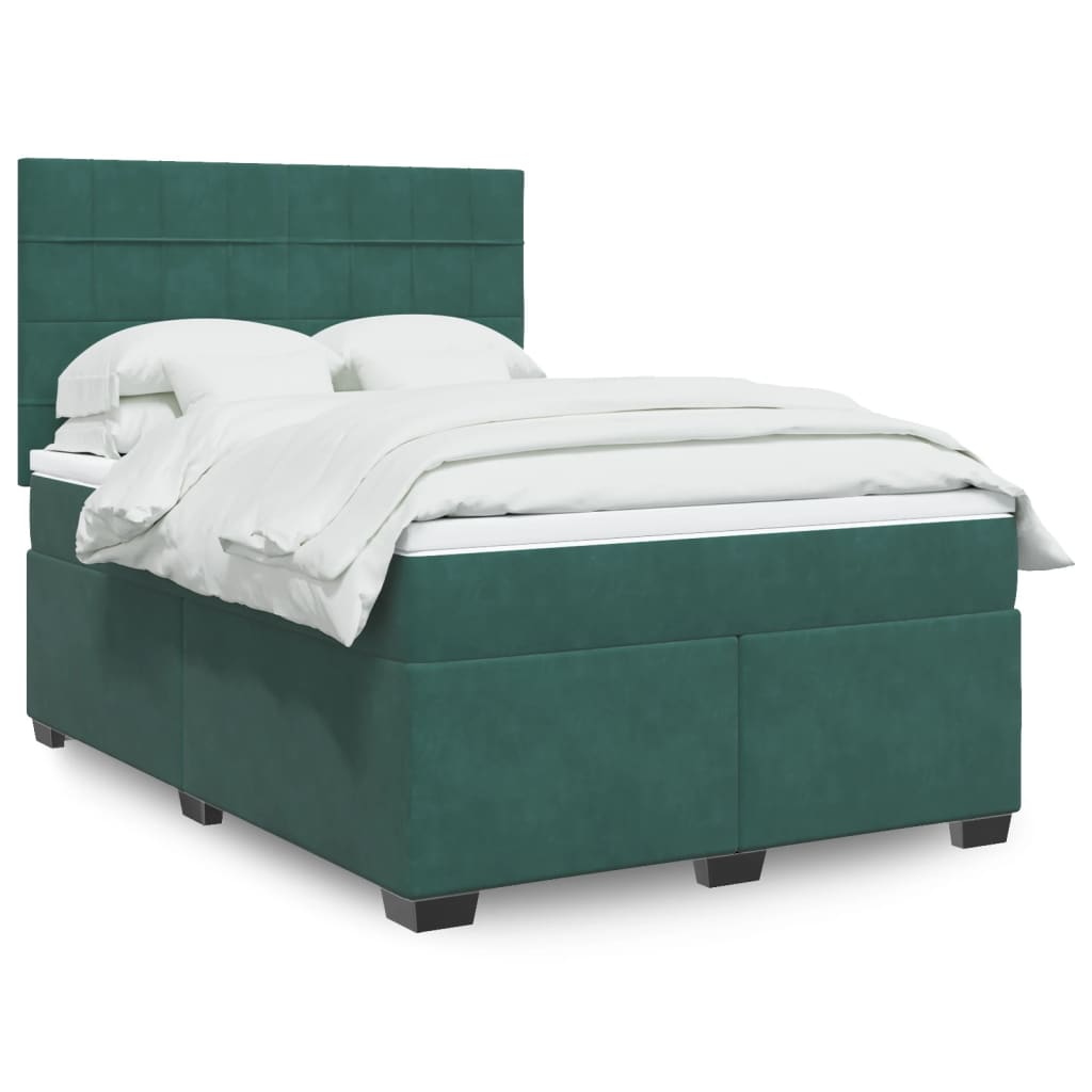 Boxspring met matras fluweel donkergroen 160x200 cm is nu te koop bij PeponiXL, paradijselijk wonen!