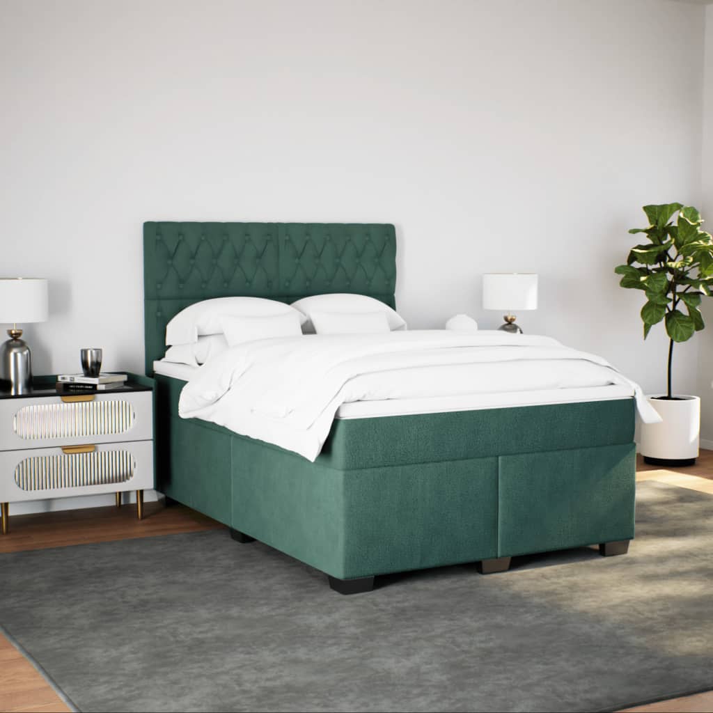 Boxspring met matras fluweel donkergroen 160x200 cm is nu te koop bij PeponiXL, paradijselijk wonen!