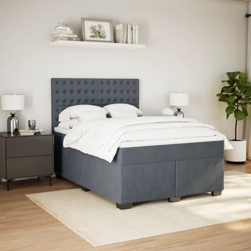 Boxspring met matras fluweel donkergrijs 160x200 cm is nu te koop bij PeponiXL, paradijselijk wonen!