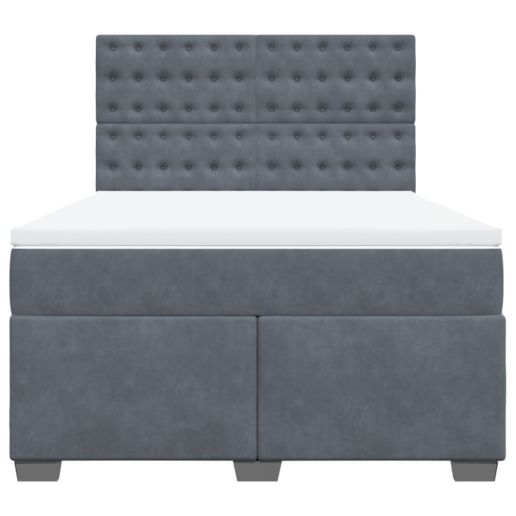 Boxspring met matras fluweel donkergrijs 160x200 cm is nu te koop bij PeponiXL, paradijselijk wonen!
