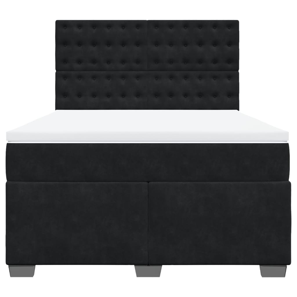 Boxspring met matras fluweel zwart 160x200 cm is nu te koop bij PeponiXL, paradijselijk wonen!