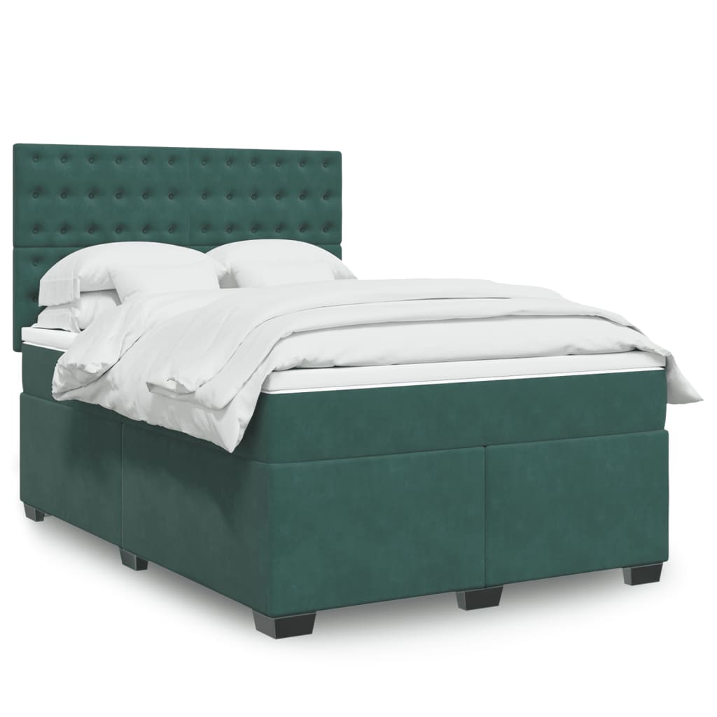 Boxspring met matras fluweel donkergroen 160x200 cm is nu te koop bij PeponiXL, paradijselijk wonen!