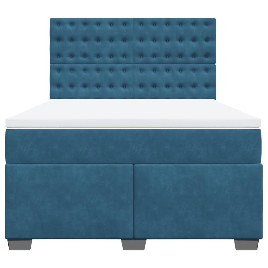 Boxspring met matras fluweel blauw 160x200 cm is nu te koop bij PeponiXL, paradijselijk wonen!