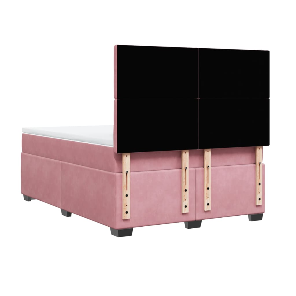 Boxspring met matras fluweel roze 160x200 cm is nu te koop bij PeponiXL, paradijselijk wonen!