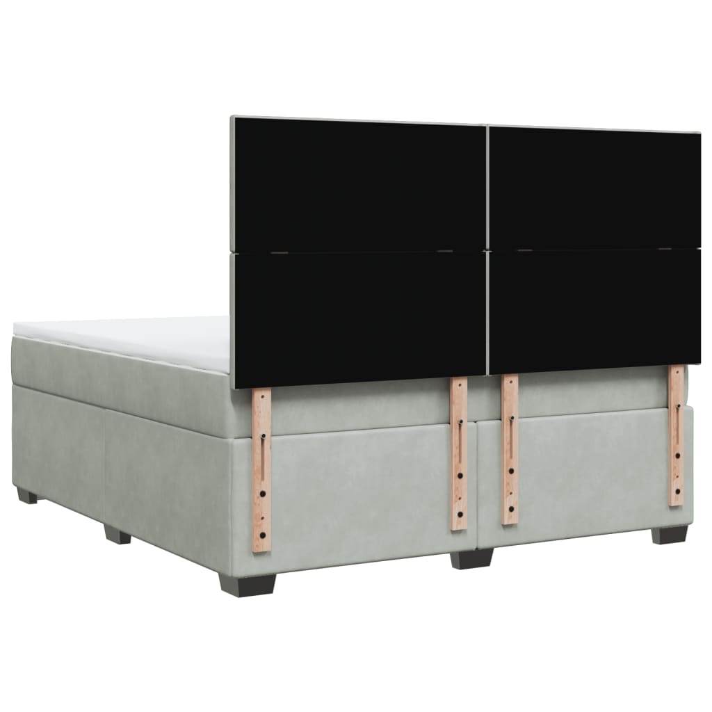 Boxspring met matras fluweel lichtgrijs 180x200 cm is nu te koop bij PeponiXL, paradijselijk wonen!