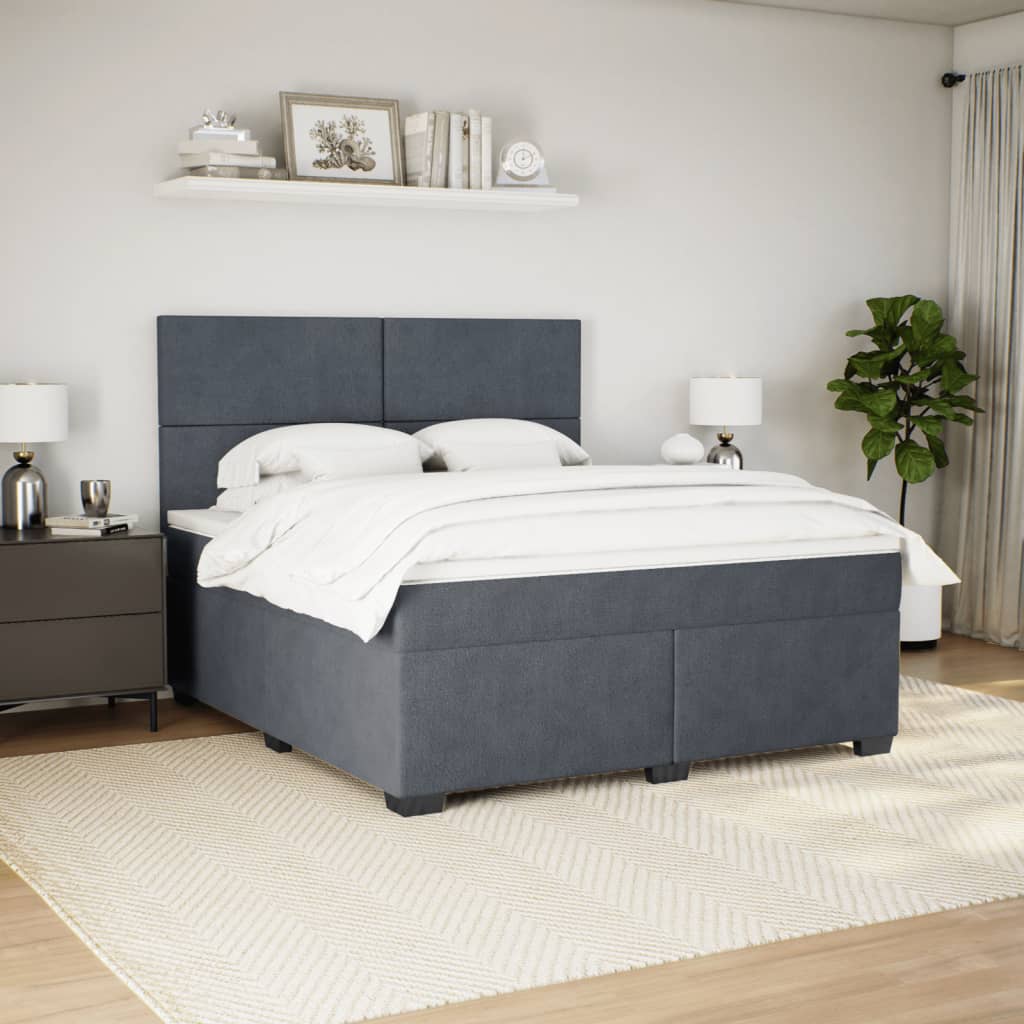 Boxspring met matras fluweel donkergrijs 180x200 cm is nu te koop bij PeponiXL, paradijselijk wonen!