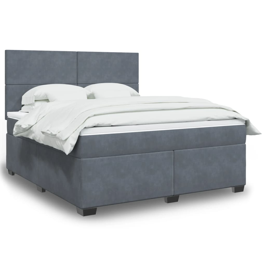 Boxspring met matras fluweel donkergrijs 180x200 cm is nu te koop bij PeponiXL, paradijselijk wonen!