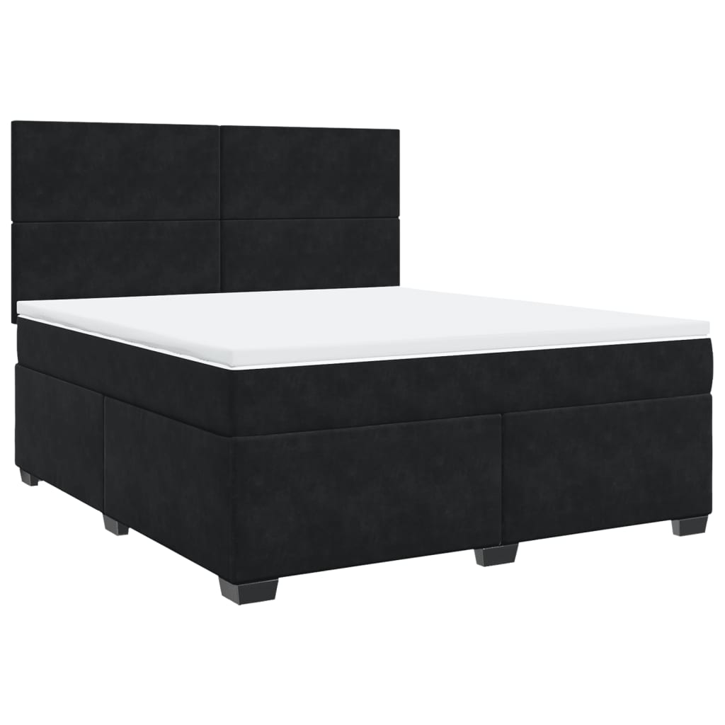 Boxspring met matras fluweel zwart 180x200 cm is nu te koop bij PeponiXL, paradijselijk wonen!