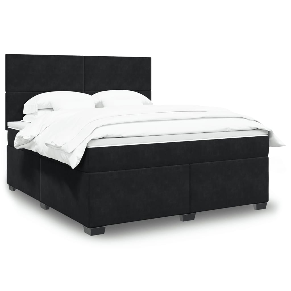 Boxspring met matras fluweel zwart 180x200 cm is nu te koop bij PeponiXL, paradijselijk wonen!