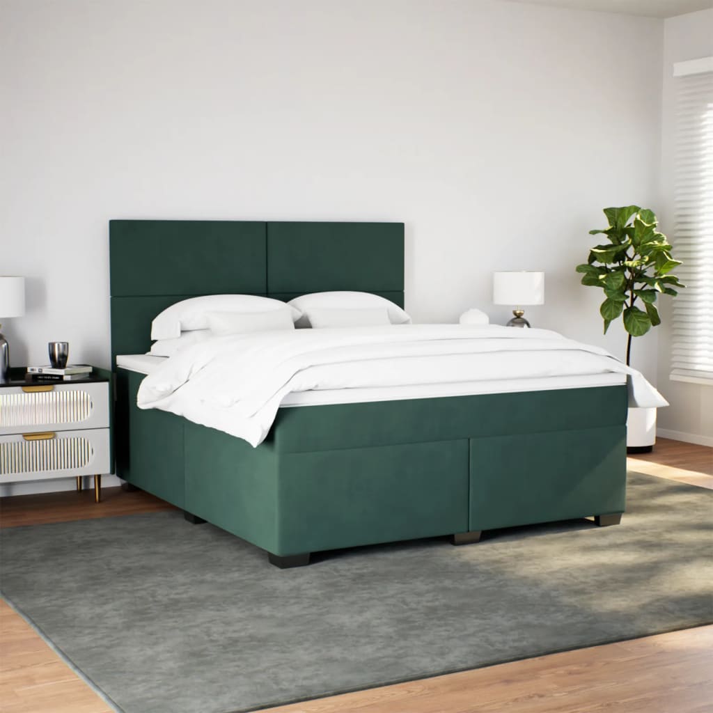 Boxspring met matras fluweel donkergroen 180x200 cm is nu te koop bij PeponiXL, paradijselijk wonen!