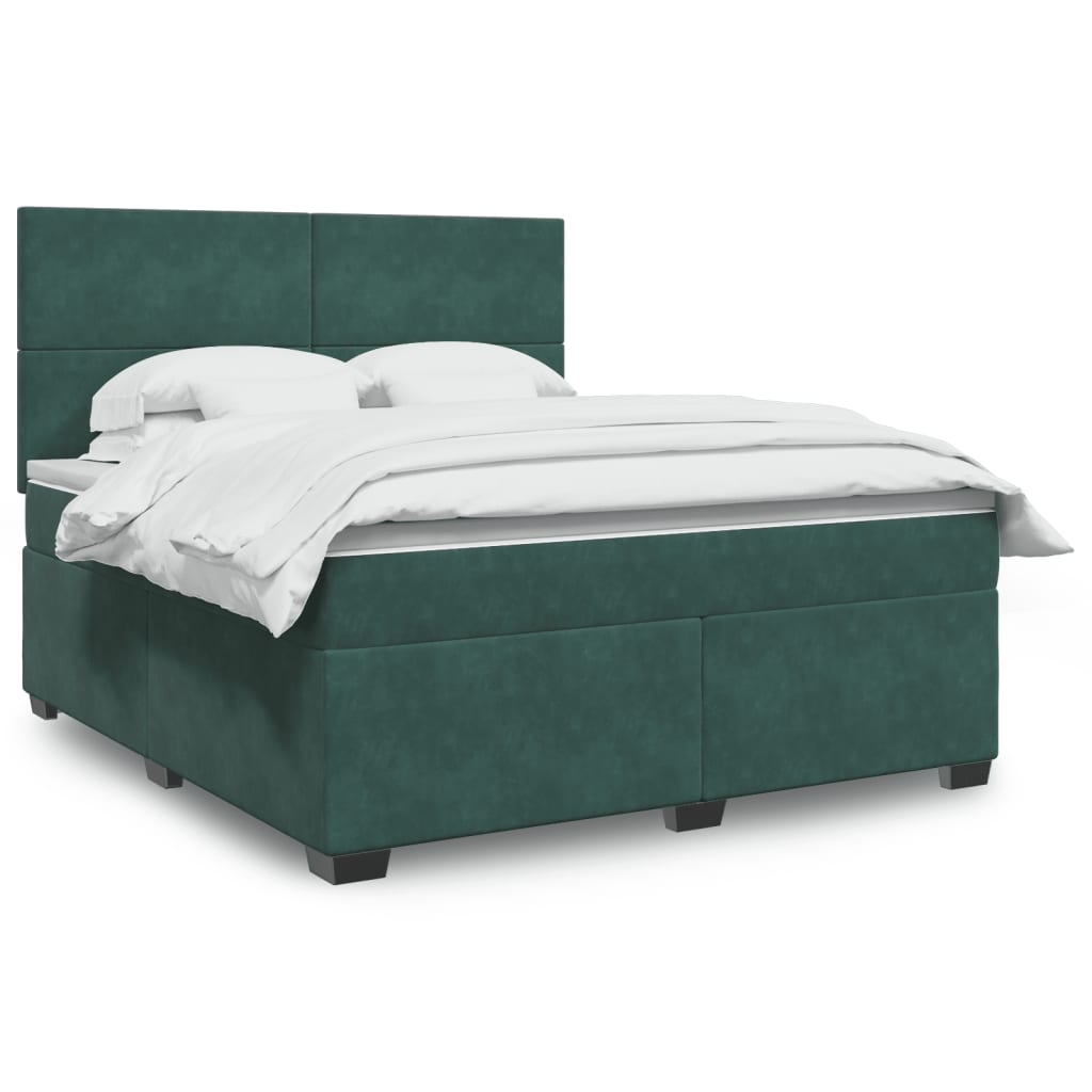 Boxspring met matras fluweel donkergroen 180x200 cm is nu te koop bij PeponiXL, paradijselijk wonen!