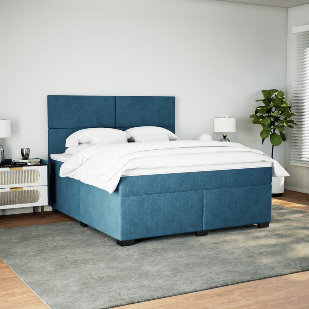 Boxspring met matras fluweel blauw 180x200 cm is nu te koop bij PeponiXL, paradijselijk wonen!