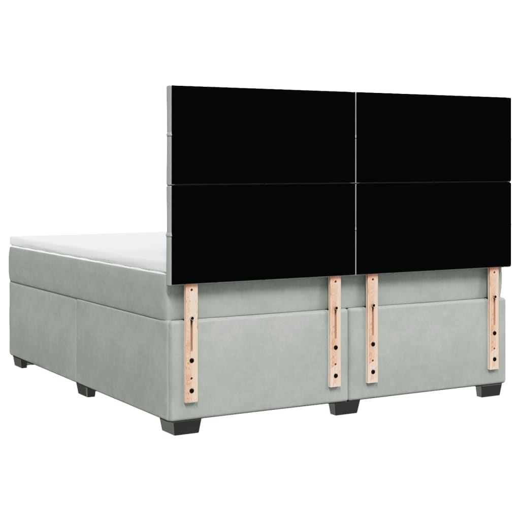 Boxspring met matras fluweel lichtgrijs 180x200 cm is nu te koop bij PeponiXL, paradijselijk wonen!