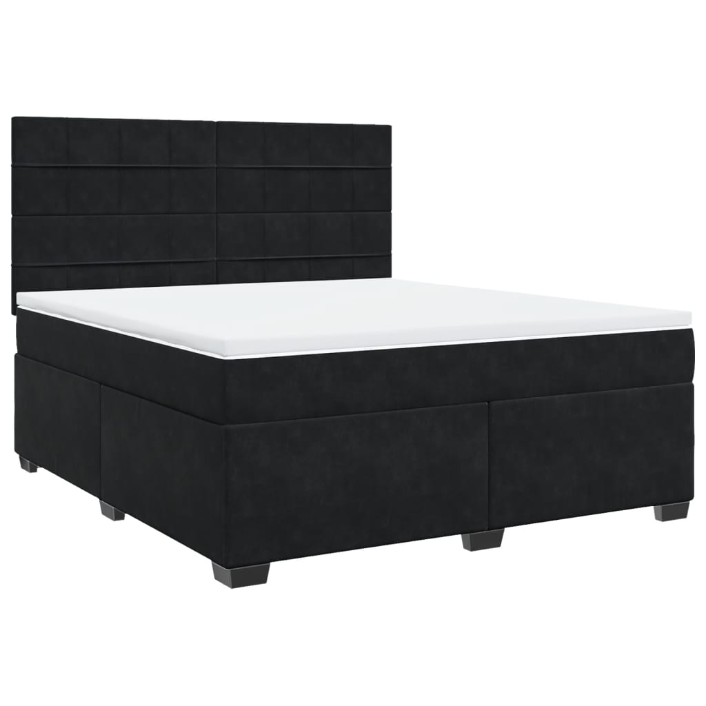 Boxspring met matras fluweel zwart 180x200 cm is nu te koop bij PeponiXL, paradijselijk wonen!