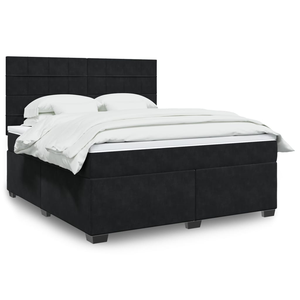 Boxspring met matras fluweel zwart 180x200 cm is nu te koop bij PeponiXL, paradijselijk wonen!