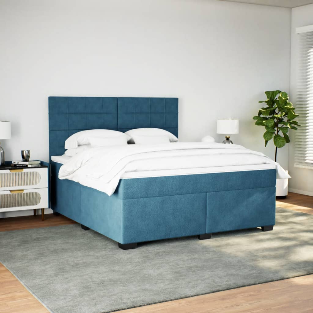 Boxspring met matras fluweel blauw 180x200 cm is nu te koop bij PeponiXL, paradijselijk wonen!
