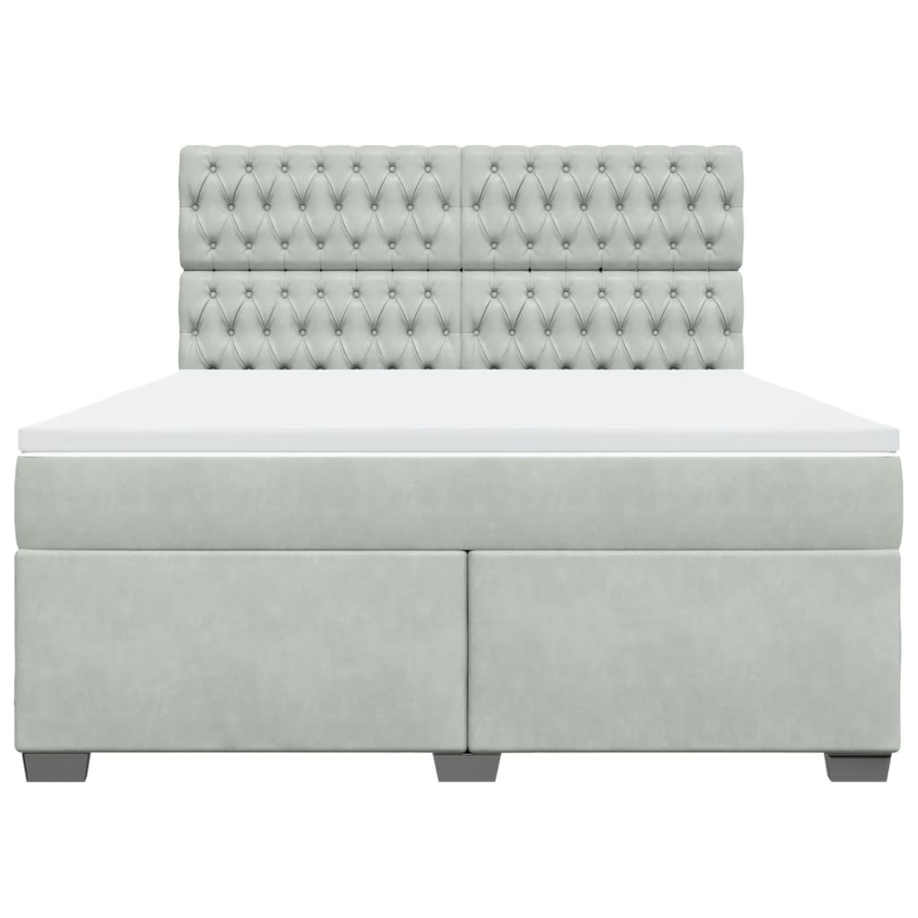 Boxspring met matras fluweel lichtgrijs 180x200 cm is nu te koop bij PeponiXL, paradijselijk wonen!
