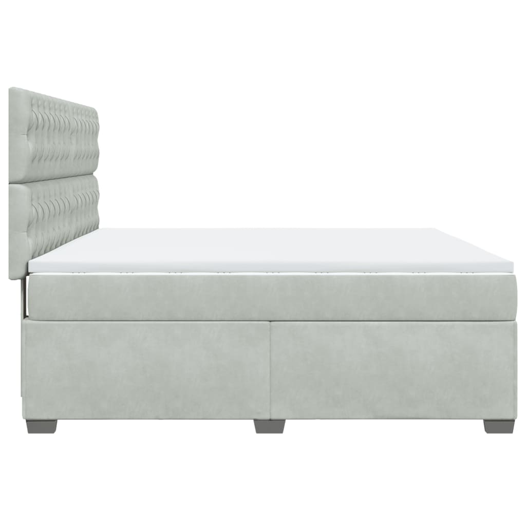 Boxspring met matras fluweel lichtgrijs 180x200 cm is nu te koop bij PeponiXL, paradijselijk wonen!