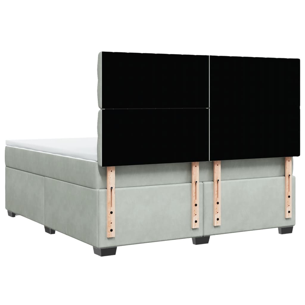 Boxspring met matras fluweel lichtgrijs 180x200 cm is nu te koop bij PeponiXL, paradijselijk wonen!