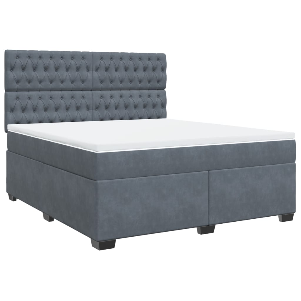 Boxspring met matras fluweel donkergrijs 180x200 cm is nu te koop bij PeponiXL, paradijselijk wonen!