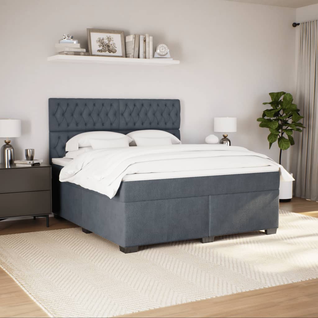 Boxspring met matras fluweel donkergrijs 180x200 cm is nu te koop bij PeponiXL, paradijselijk wonen!