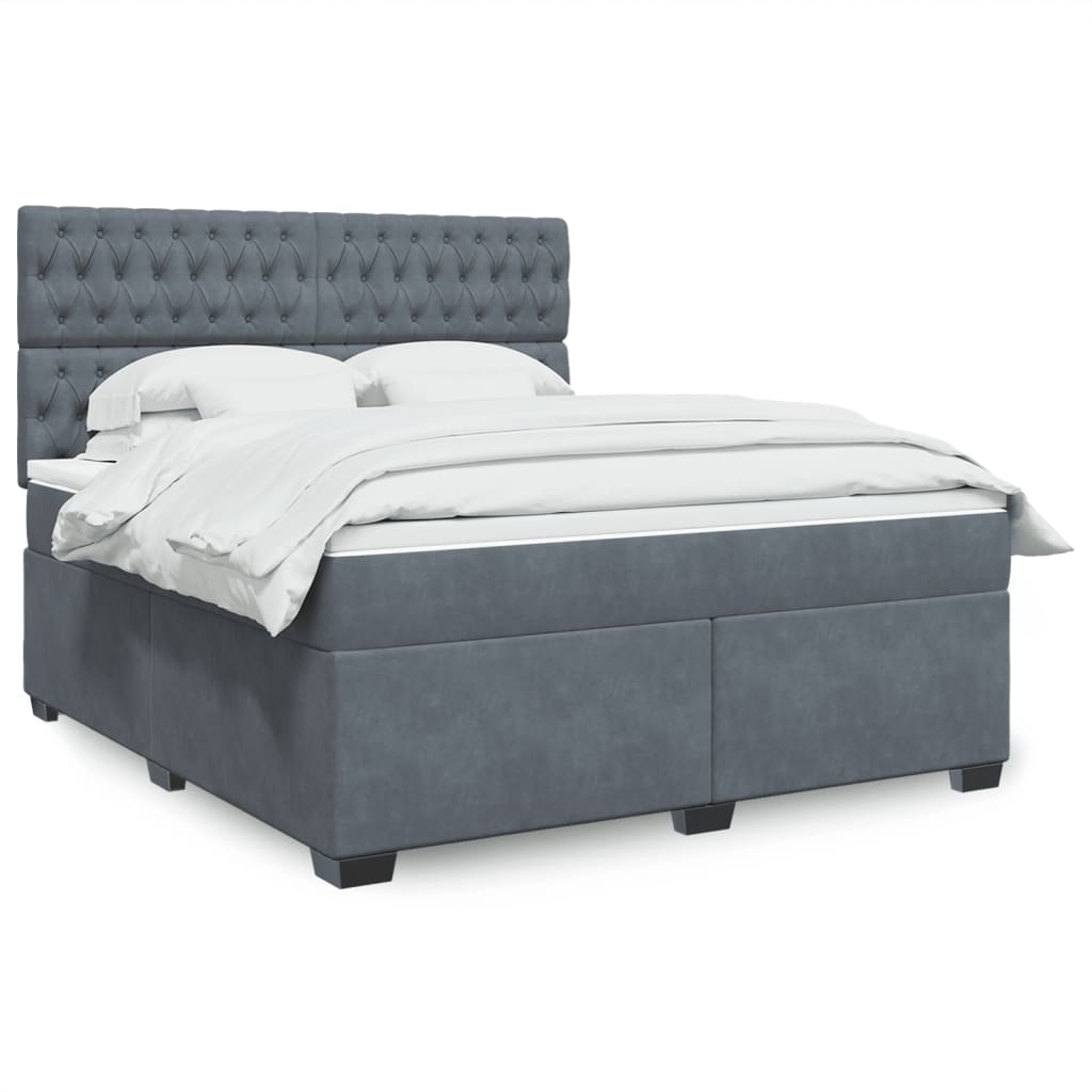 Boxspring met matras fluweel donkergrijs 180x200 cm is nu te koop bij PeponiXL, paradijselijk wonen!