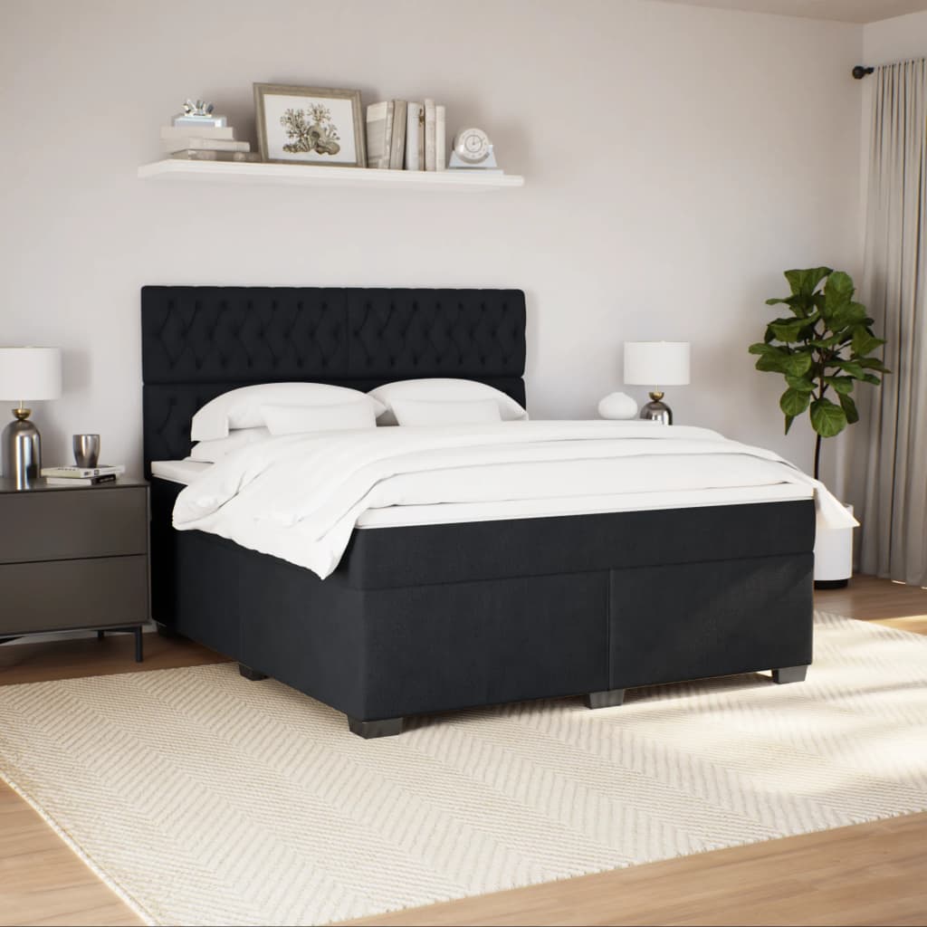 Boxspring met matras fluweel zwart 180x200 cm is nu te koop bij PeponiXL, paradijselijk wonen!