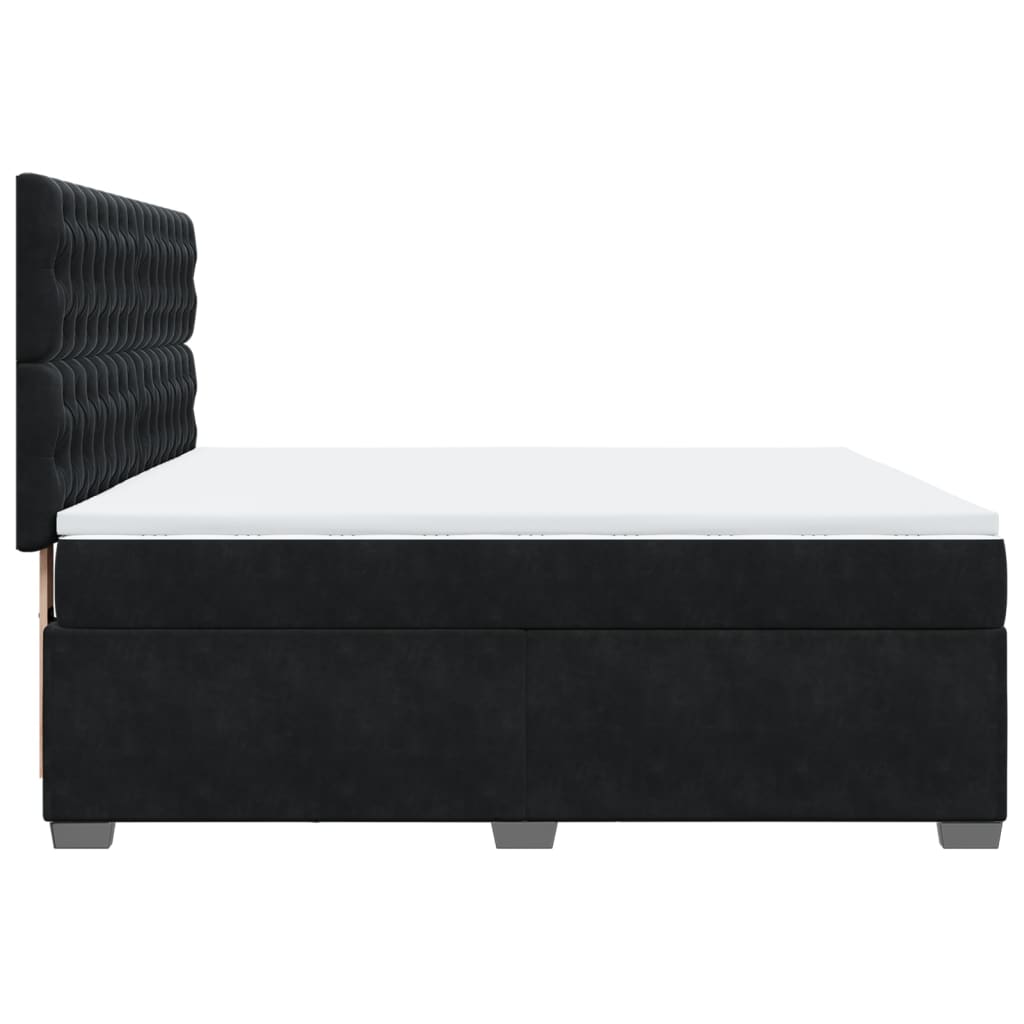 Boxspring met matras fluweel zwart 180x200 cm is nu te koop bij PeponiXL, paradijselijk wonen!