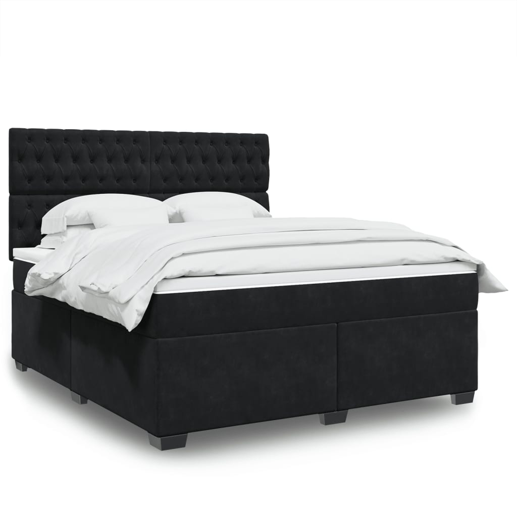 Boxspring met matras fluweel zwart 180x200 cm is nu te koop bij PeponiXL, paradijselijk wonen!