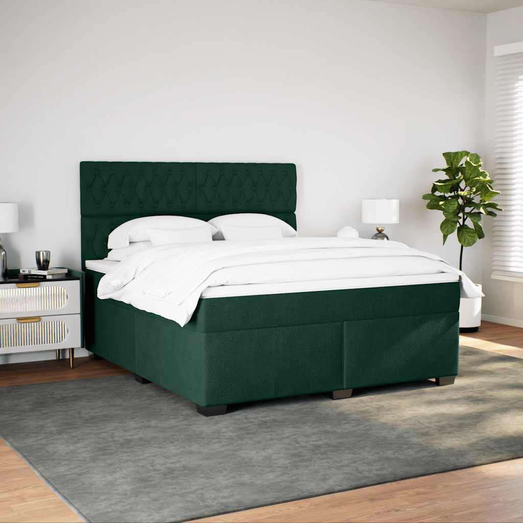 Boxspring met matras fluweel donkergroen 180x200 cm is nu te koop bij PeponiXL, paradijselijk wonen!