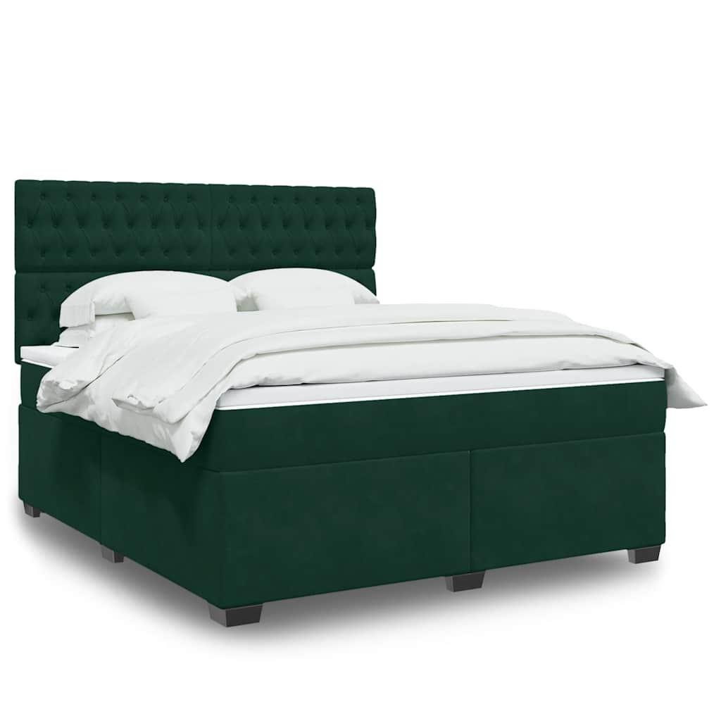 Boxspring met matras fluweel donkergroen 180x200 cm is nu te koop bij PeponiXL, paradijselijk wonen!
