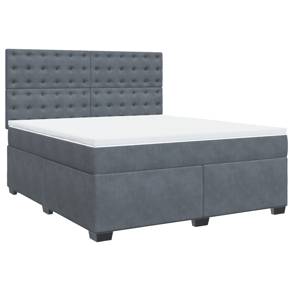 Boxspring met matras fluweel donkergrijs 180x200 cm is nu te koop bij PeponiXL, paradijselijk wonen!