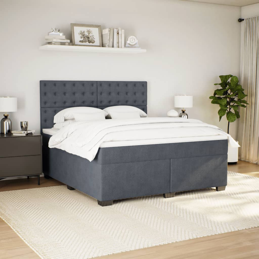 Boxspring met matras fluweel donkergrijs 180x200 cm is nu te koop bij PeponiXL, paradijselijk wonen!
