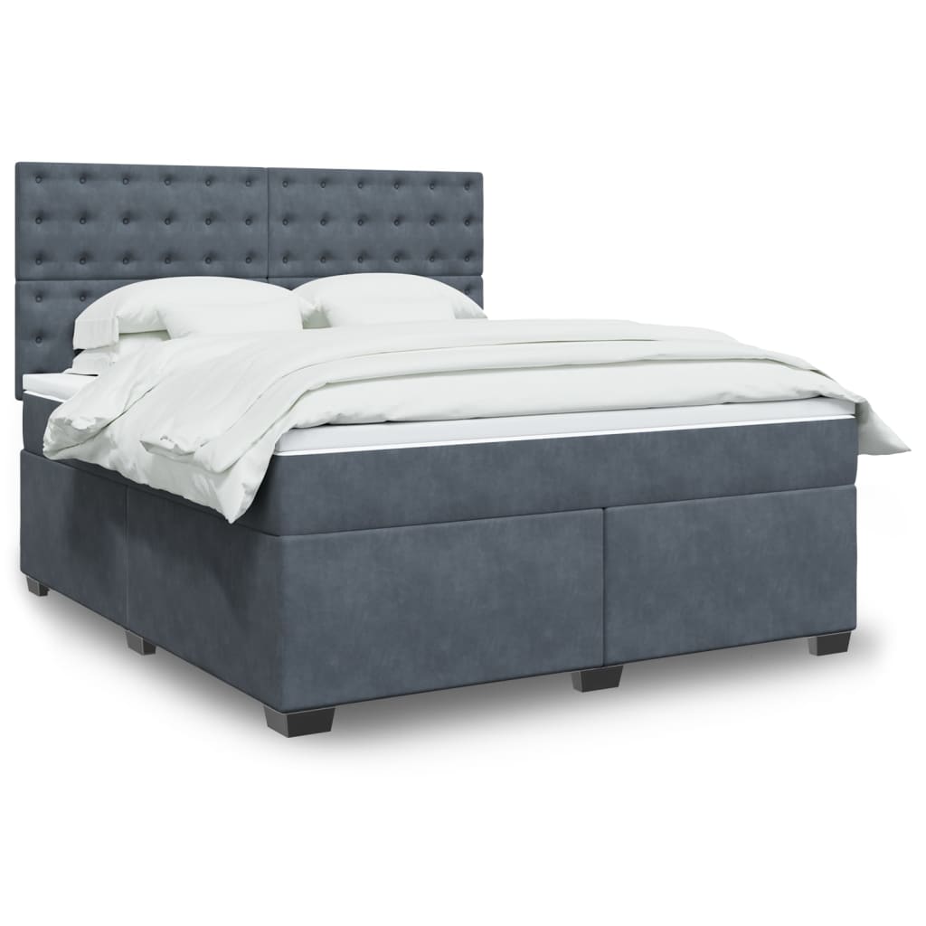 Boxspring met matras fluweel donkergrijs 180x200 cm is nu te koop bij PeponiXL, paradijselijk wonen!