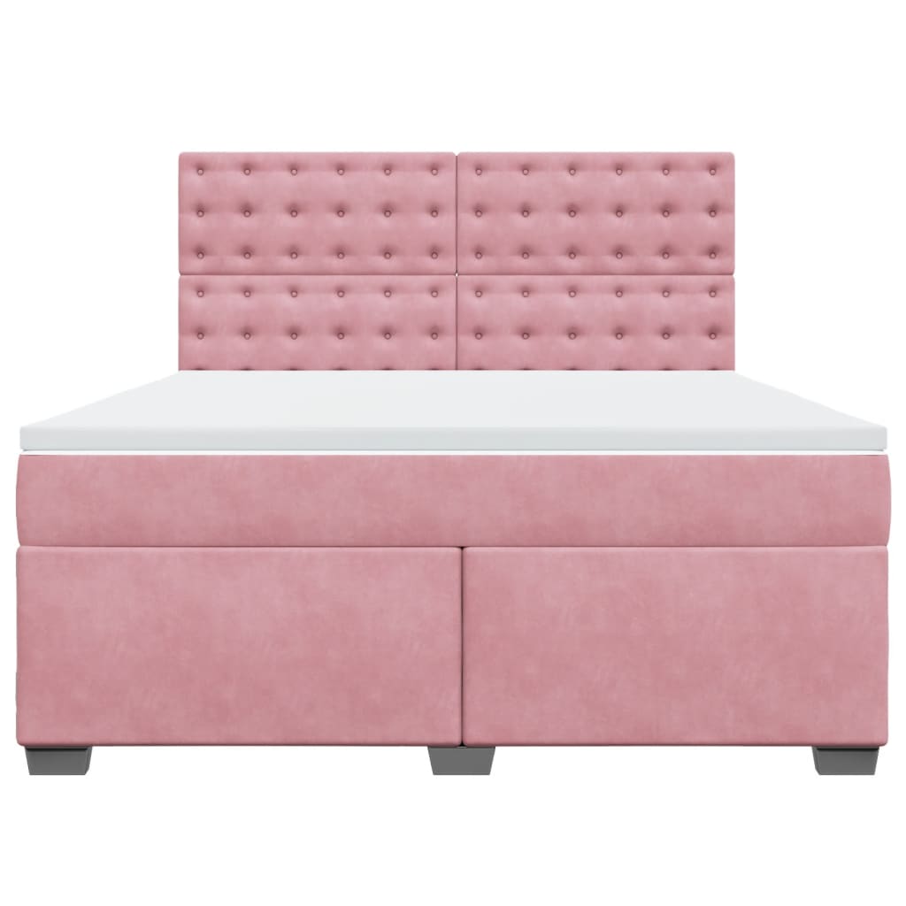 Boxspring met matras fluweel roze 180x200 cm is nu te koop bij PeponiXL, paradijselijk wonen!