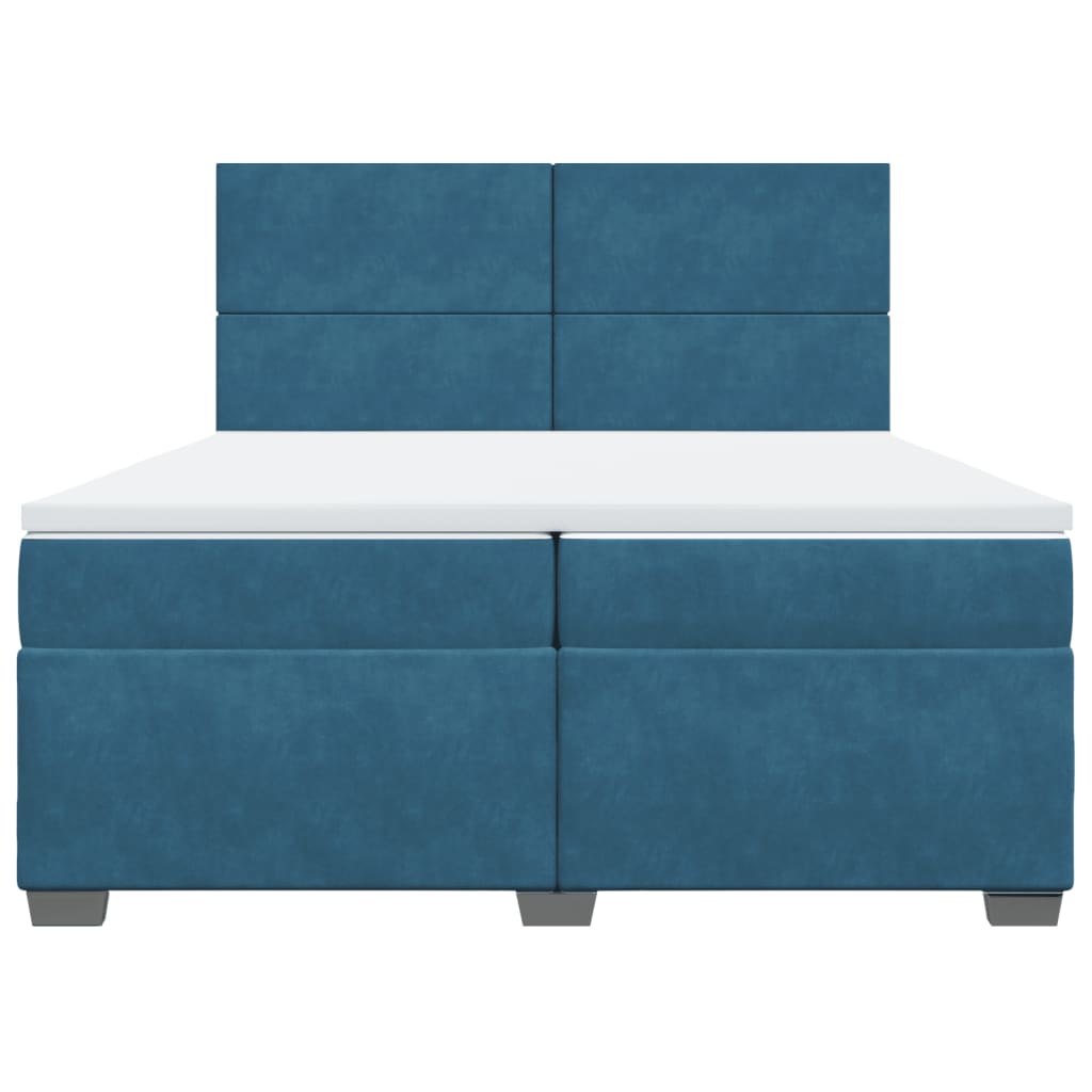 Boxspring met matras fluweel blauw 200x200 cm is nu te koop bij PeponiXL, paradijselijk wonen!