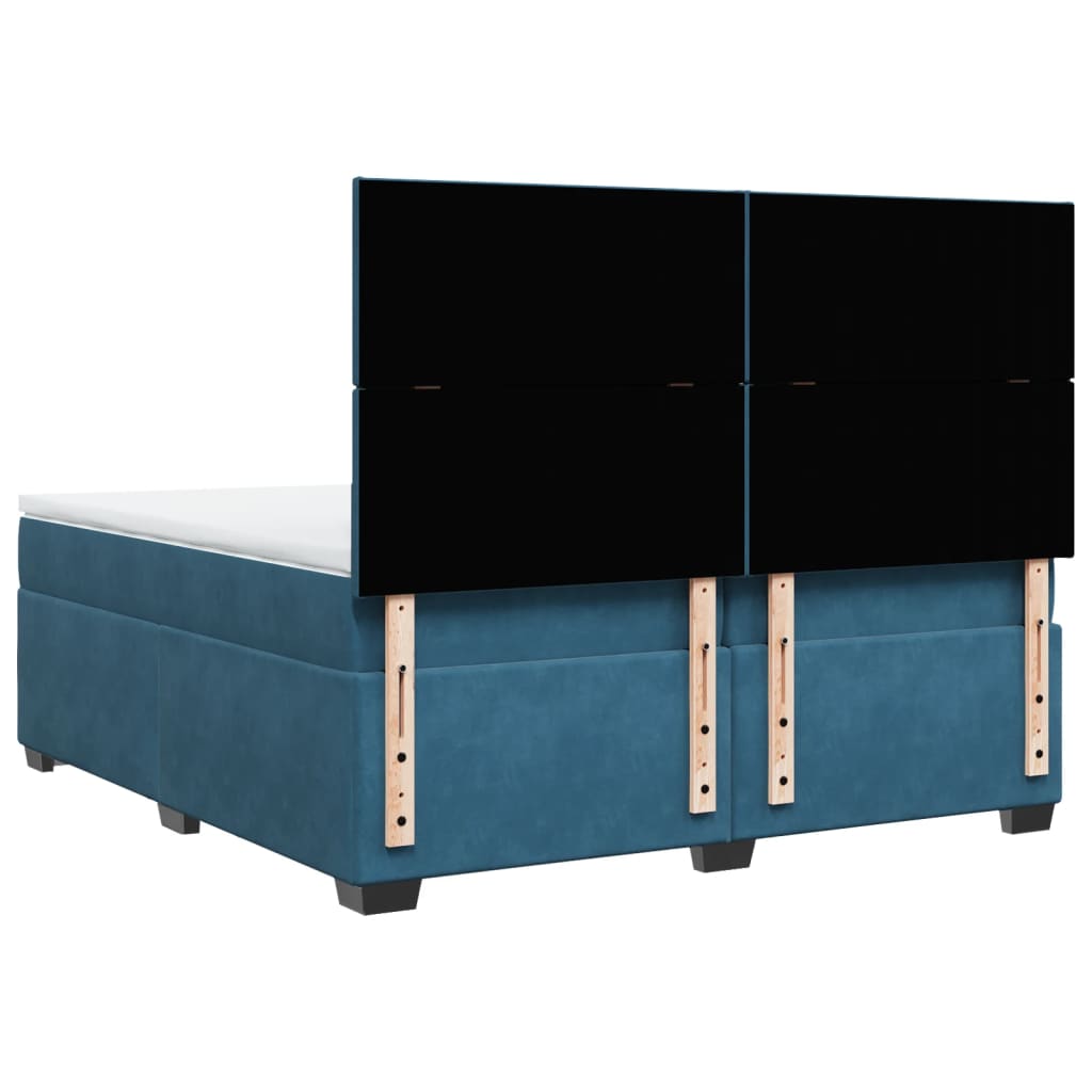 Boxspring met matras fluweel blauw 200x200 cm is nu te koop bij PeponiXL, paradijselijk wonen!