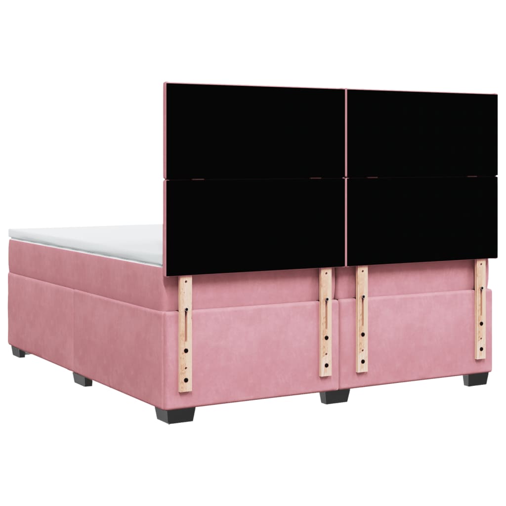 Boxspring met matras fluweel roze 200x200 cm is nu te koop bij PeponiXL, paradijselijk wonen!