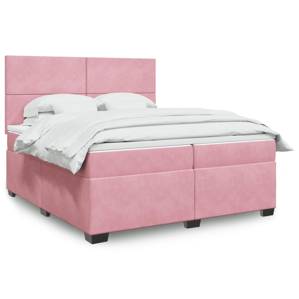 Boxspring met matras fluweel roze 200x200 cm is nu te koop bij PeponiXL, paradijselijk wonen!