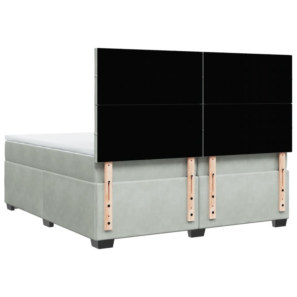 Boxspring met matras fluweel lichtgrijs 200x200 cm is nu te koop bij PeponiXL, paradijselijk wonen!